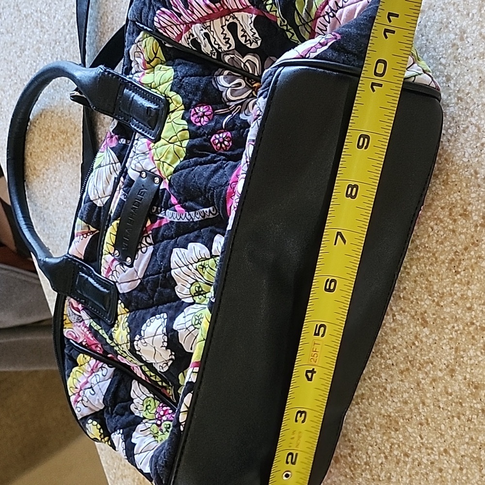 Vera Bradley Black Pink Floral Quilted Hand Bag - Picture 11 of 13